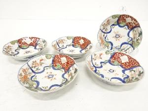 古伊万里　染付　赤絵　兎　なます皿　5客揃